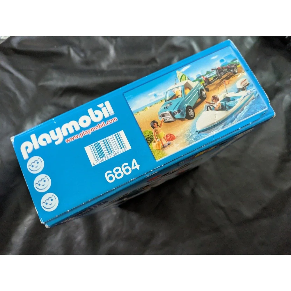 Playmobil Summer Fun Speedboat with Passenger Car Trailer Set 6864 New Sealed